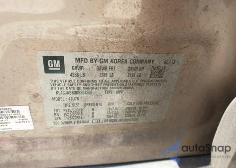 2019 Buick Encore Fwd Preferred from USA, damaged, VIN KL4CJASB0KB857550
